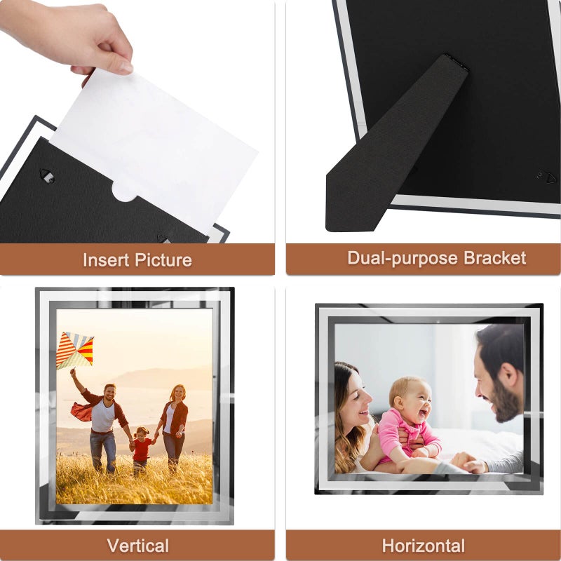 IZIDDO 8x10 Picture Frames Set of 2  Sliver Photo Frame for Tabletop  Glass Picture Frame  Horizontally or Vertically - Image 5